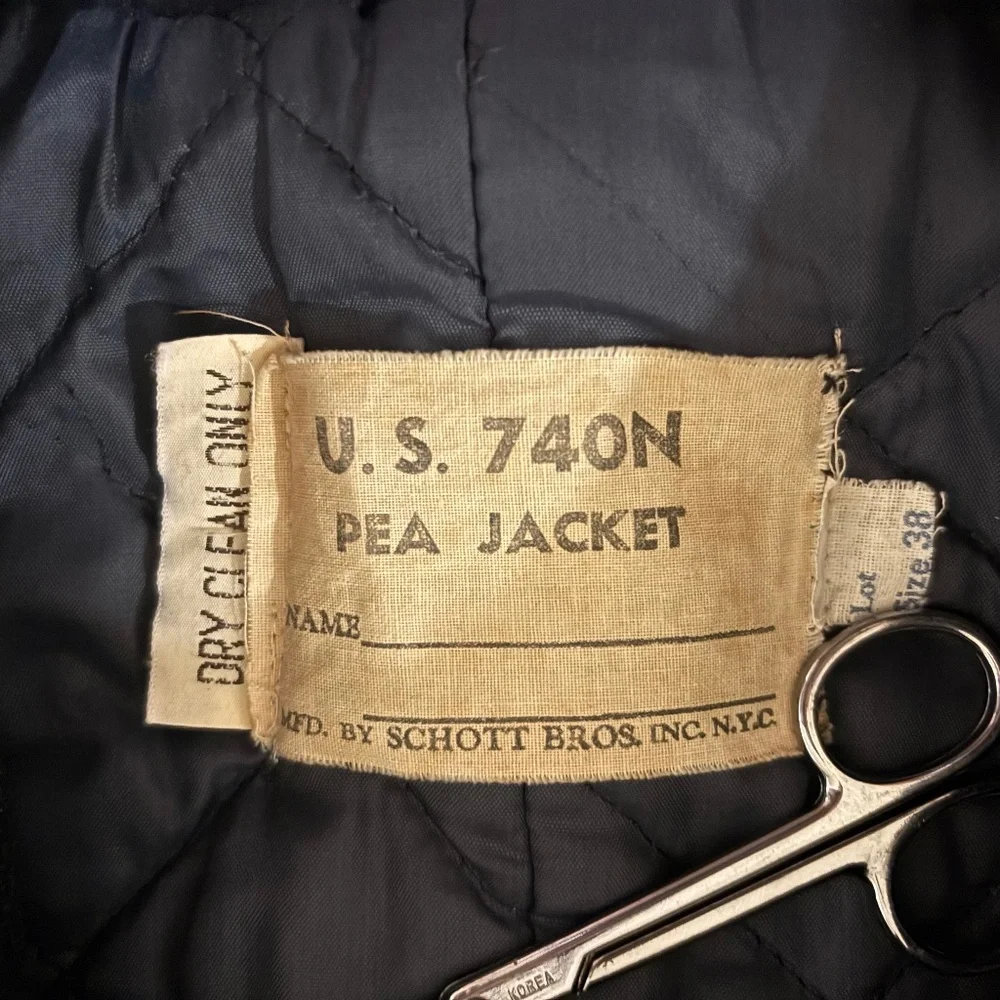 Schott NYC U.S 740N classic melton wool navy Pea Coat men’s size 38 USA vintage - Picture 4 of 12